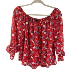 Express Red Floral Women's Top